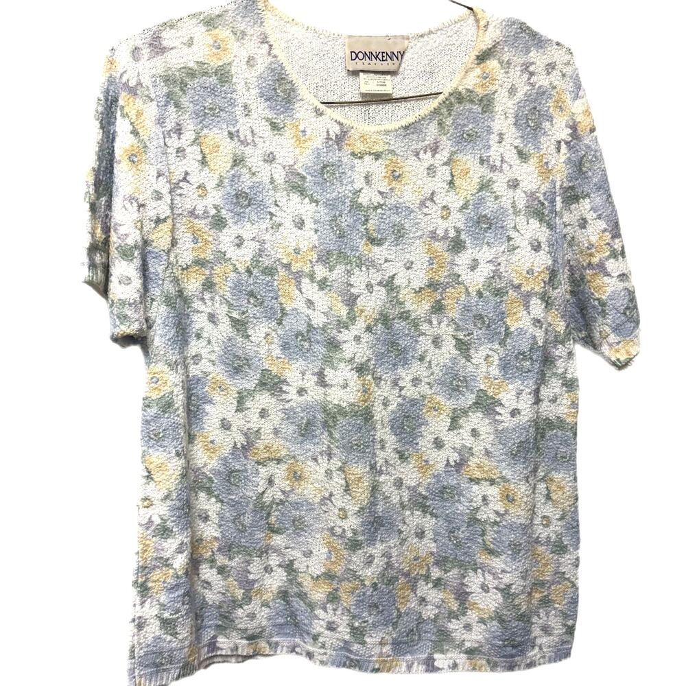 Vintage DONNKENNY Classic Floral Knit Sweater Shirt - Women's Large